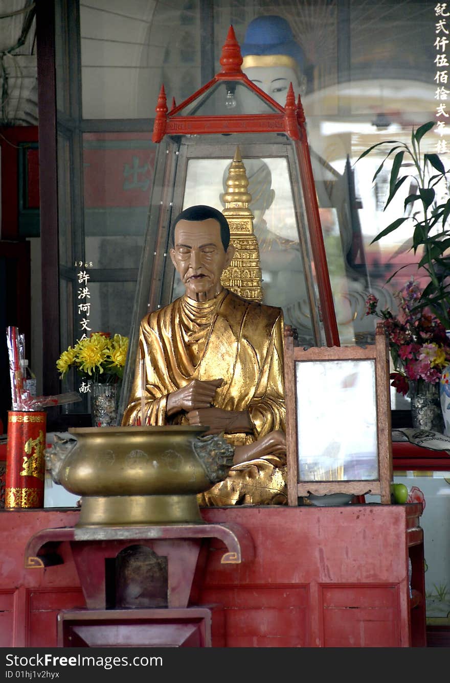 Asien Temple with an unusual sculpture of Buddha. Asien Temple with an unusual sculpture of Buddha