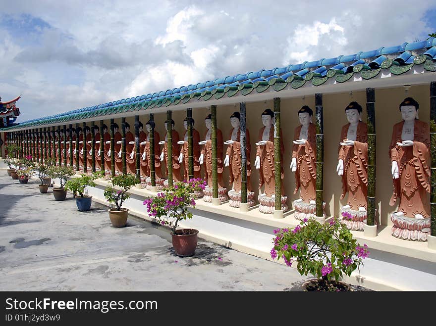 Beautiful walkway sculptures of Buddha. Beautiful walkway sculptures of Buddha