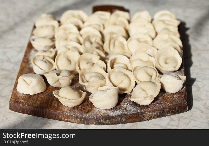 Uncooked meat dumplings