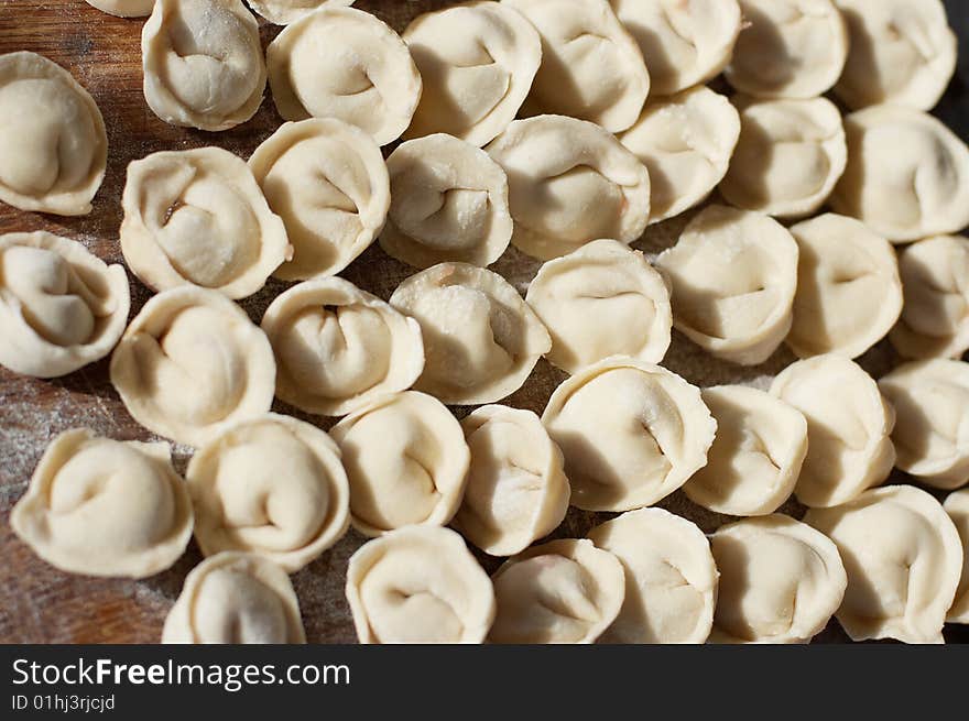 Uncooked meat dumplings