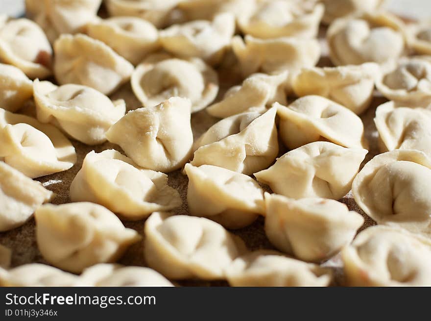 Uncooked meat dumplings