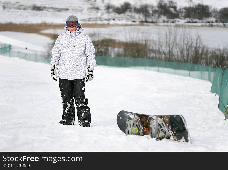 Young Adult Male Snowboarder