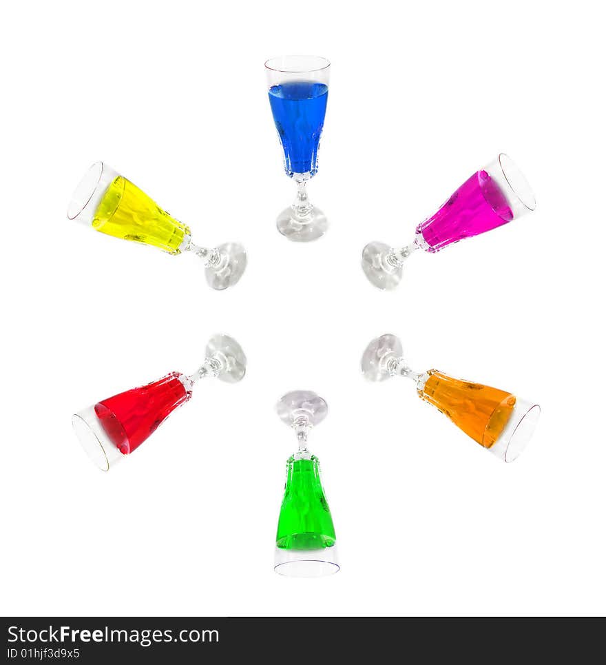 Wine drink glasses colored range ball star