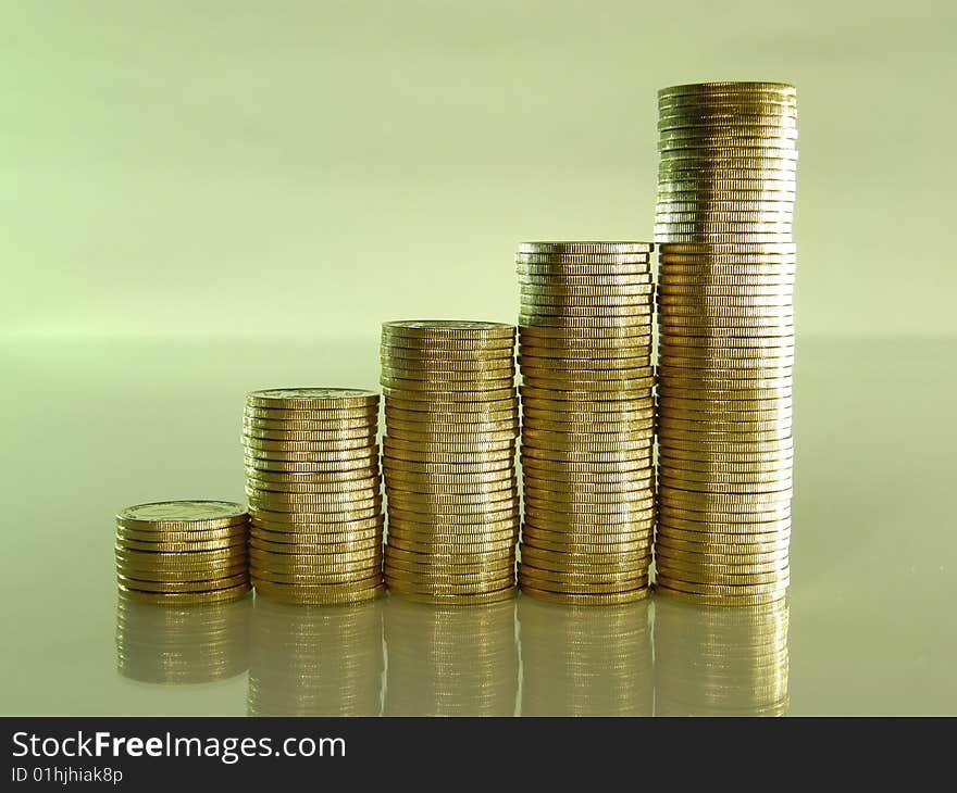 Folded stack of coins in the form of charts