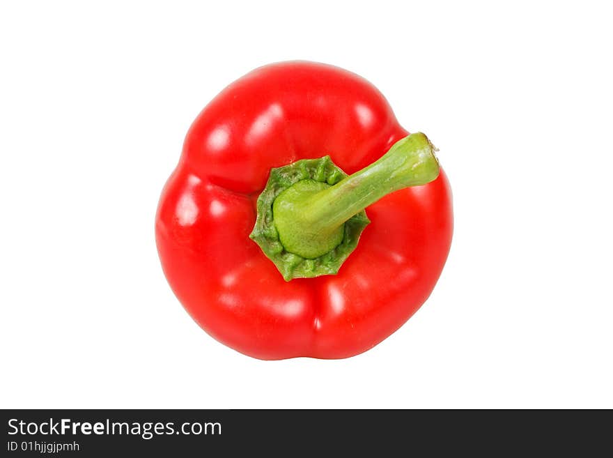 Red pepper lying on white background