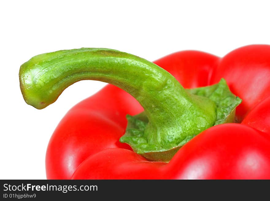 Red pepper closeup isolate on white