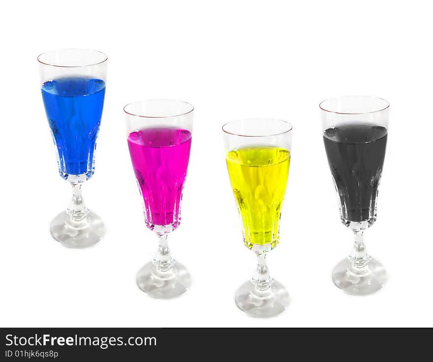 Drink Glasses Colored On CMYK Palette