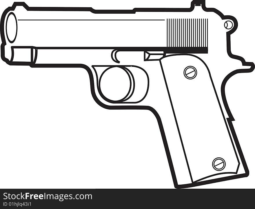 Nice sharp and clean vector illustration of a pistol.