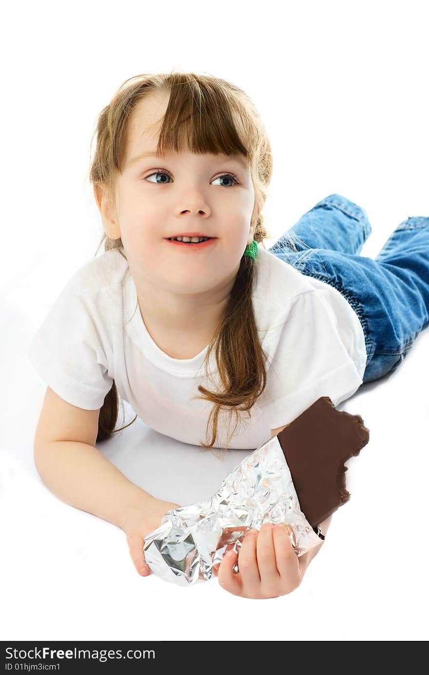 Little Girl Eating Chocolate