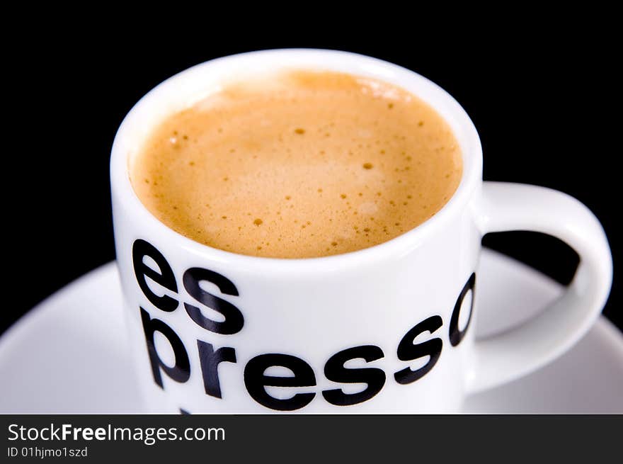 White coffee cup on a wood table