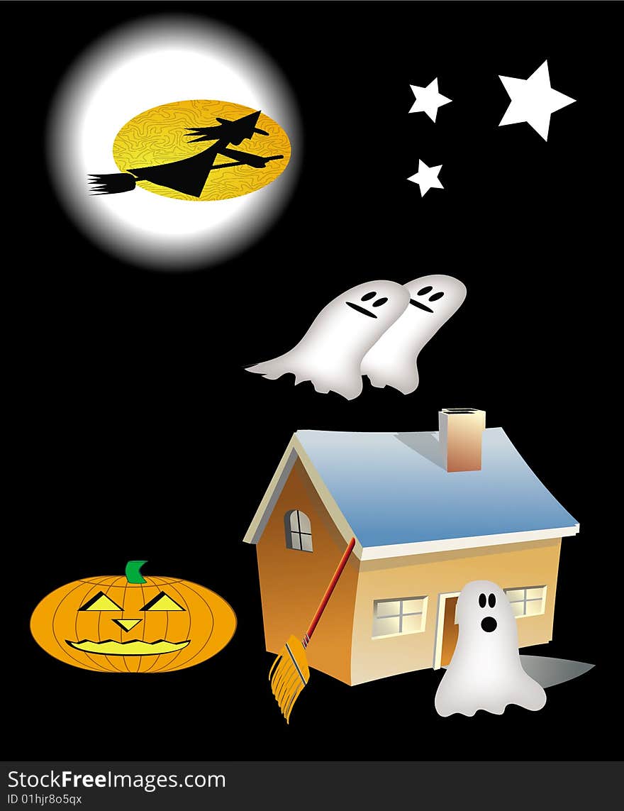 Vector Illustration of Halloween in black background