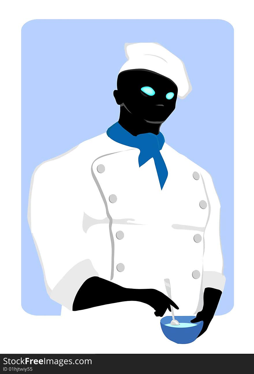 EPS8 Illustration 
silhouette of cook with alien eyes