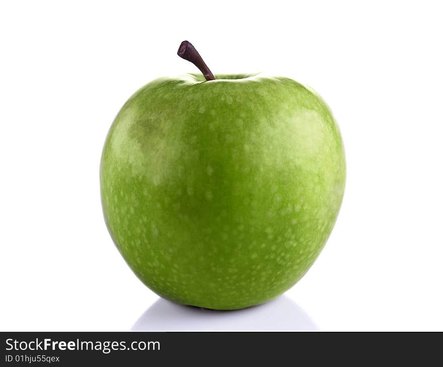 Green apple isolated on white.Very high detail texture.