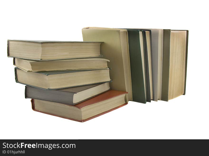 Stack of books isolated on the white background