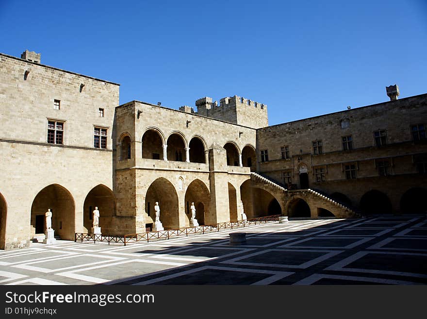 Interior Of A Medieval Castle In Rhodes Island