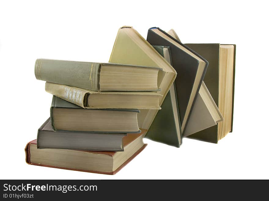 Stack of books isolated on the white background