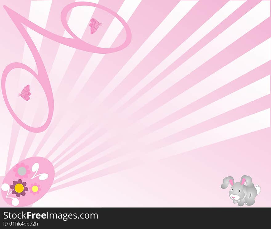 Calming background for Easter or other uses, with rays of light, a butterfly and a bunny. Copy space, for your text. Calming background for Easter or other uses, with rays of light, a butterfly and a bunny. Copy space, for your text..