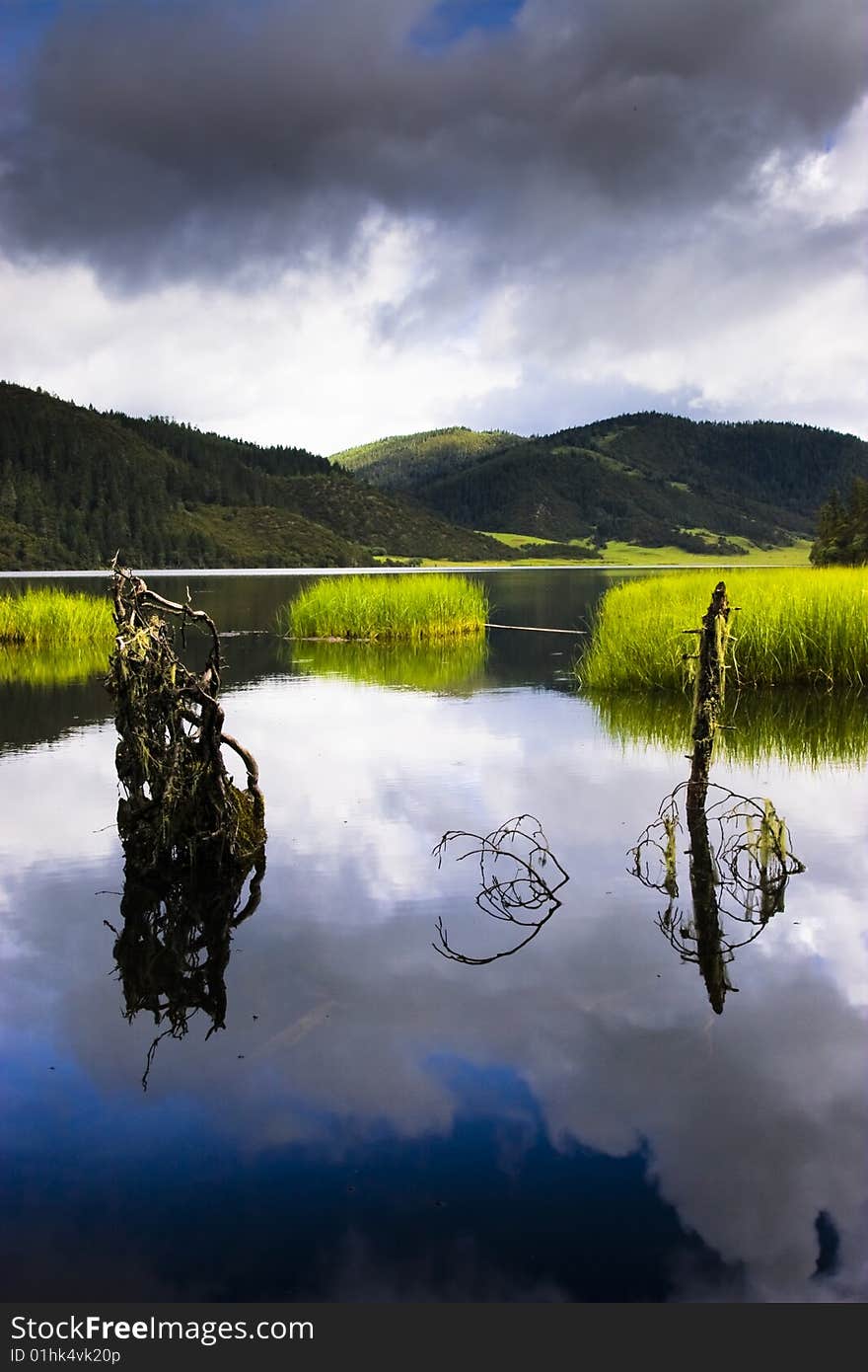 Lake water of the equanimity pours to mapping the sky and plant, very of beauty. Lake water of the equanimity pours to mapping the sky and plant, very of beauty