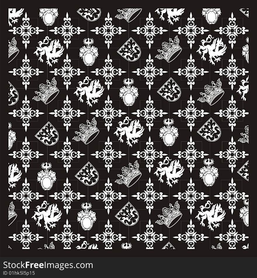 Heraldic black and white pattern, vector illustration. Heraldic black and white pattern, vector illustration.