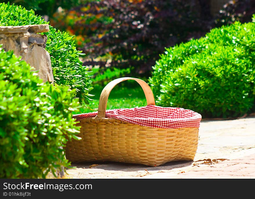 Large basket in bushes