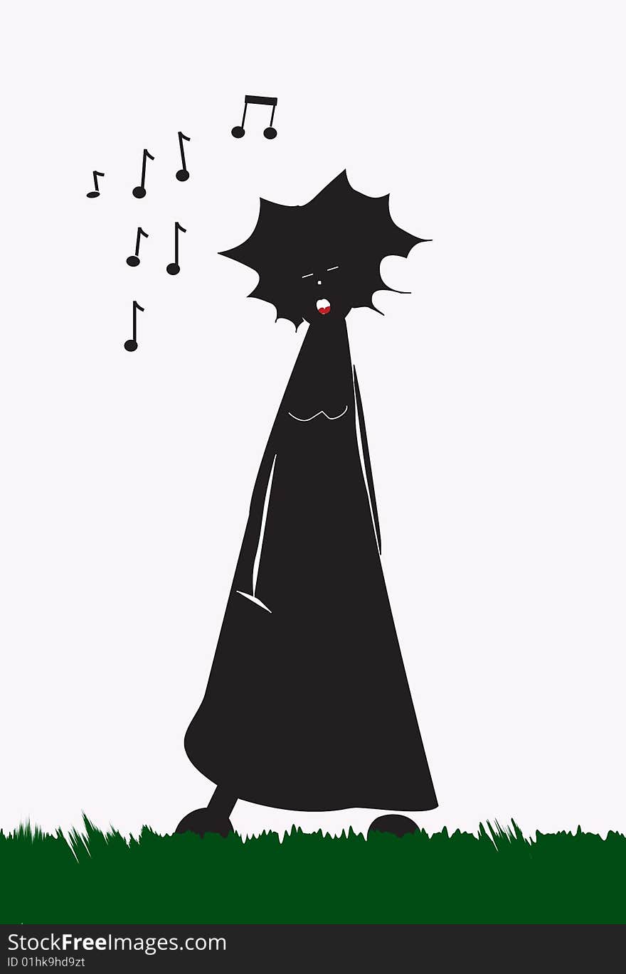 Illustration of a dark woman singing