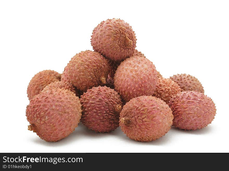 Lichee fruits on the neutral background