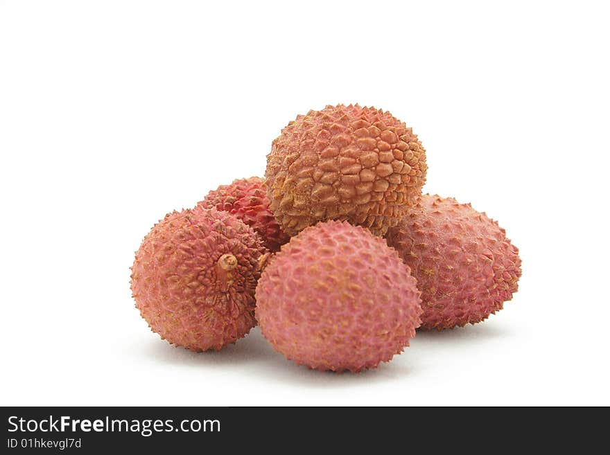 Lichee fruits on the neutral background