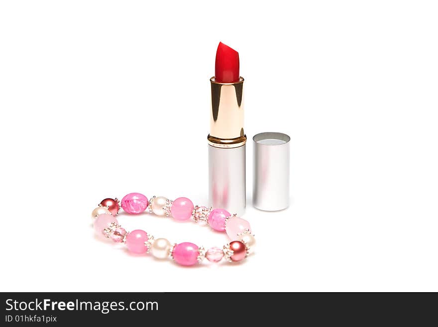 Red Lipstick And Womens Jewelry