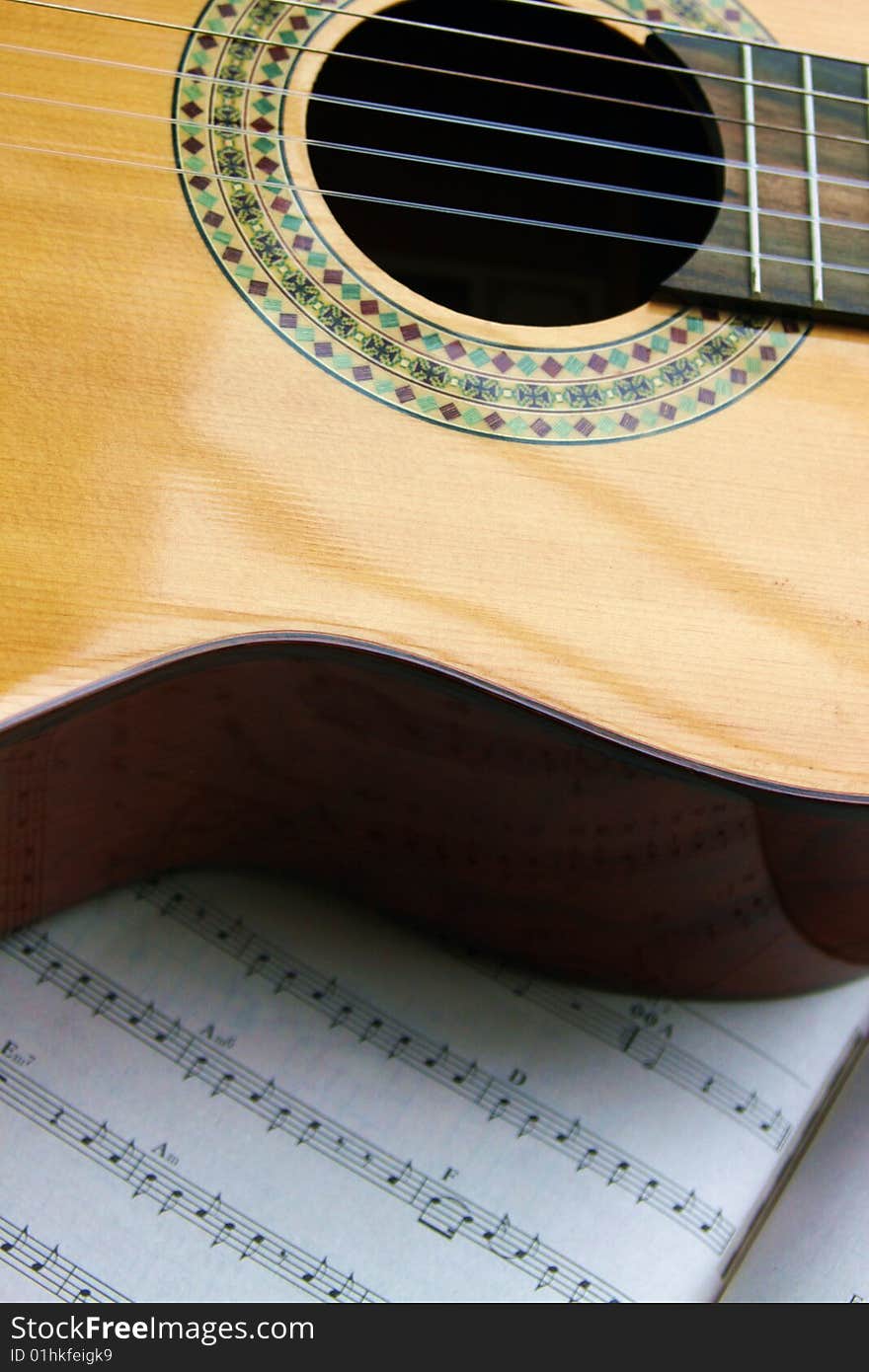 Spanish Guitar With  Notes