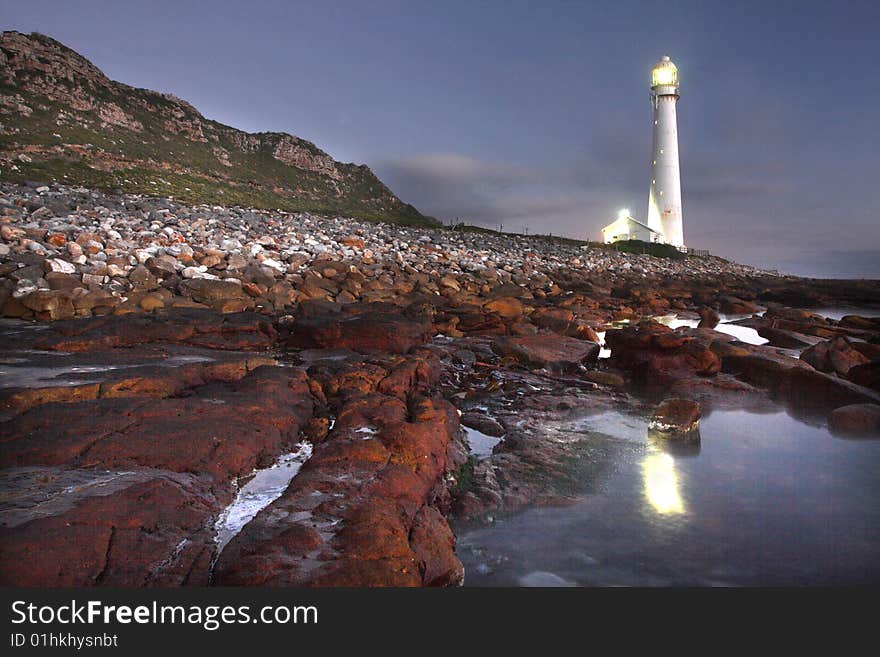 The Slangkop lighthouse at Kommetjie near Cape Town South Africa.