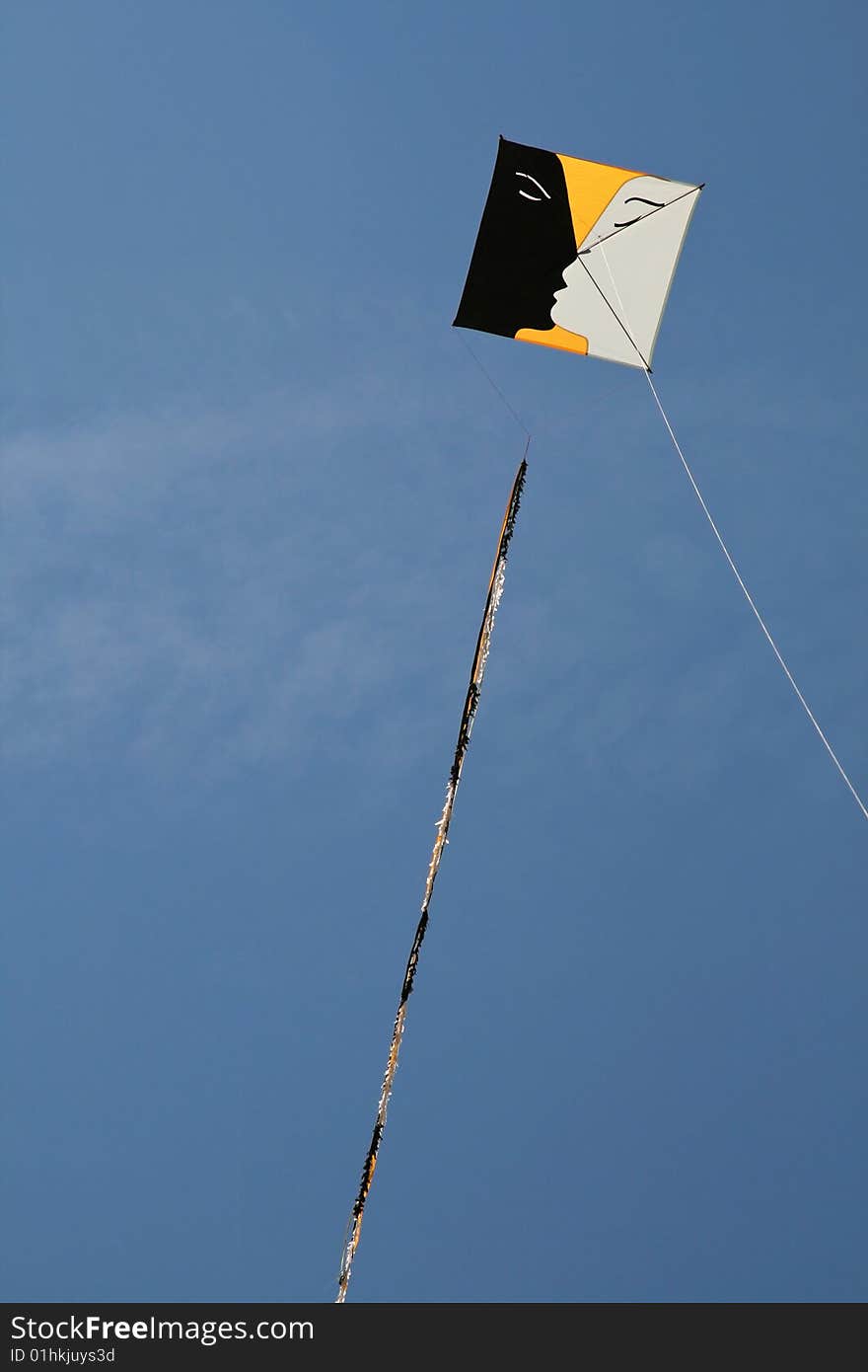 Love kite floating on blue sky. Love kite floating on blue sky