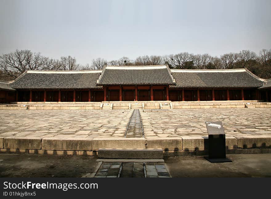 Buddhist Temple Compound against blue sky