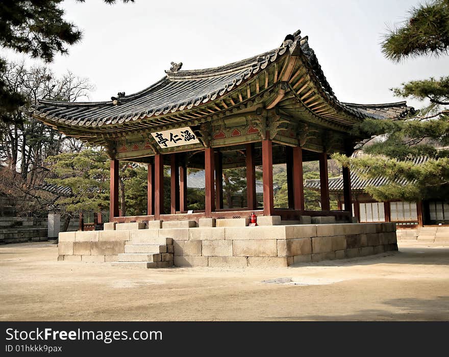 Asian Temple in wooded area