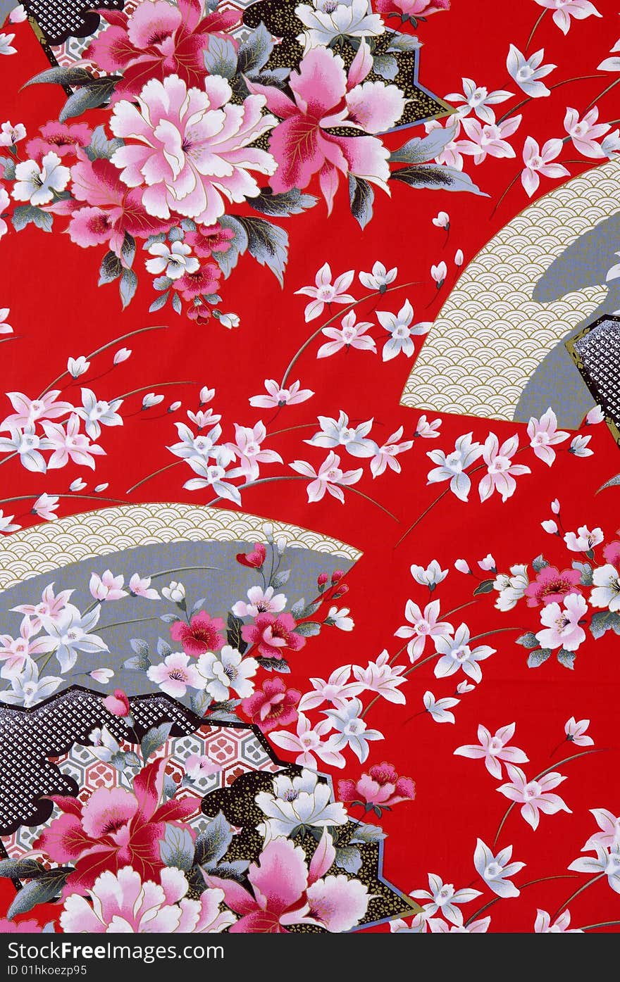 Traditional Chinese flower fabric sample. Traditional Chinese flower fabric sample