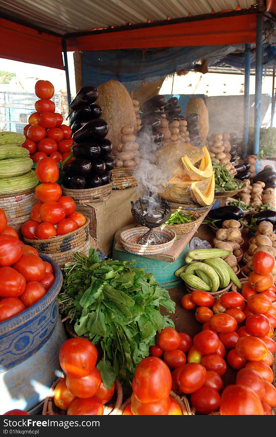 Vegetables And Incense Against The Flies