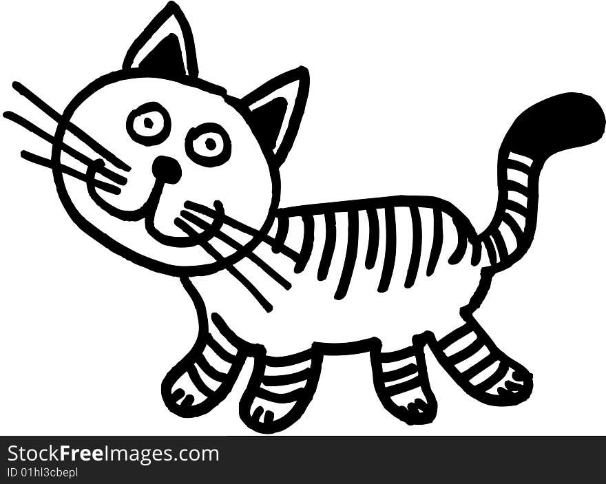 Crazy little isolated cat. vector image. Crazy little isolated cat. vector image