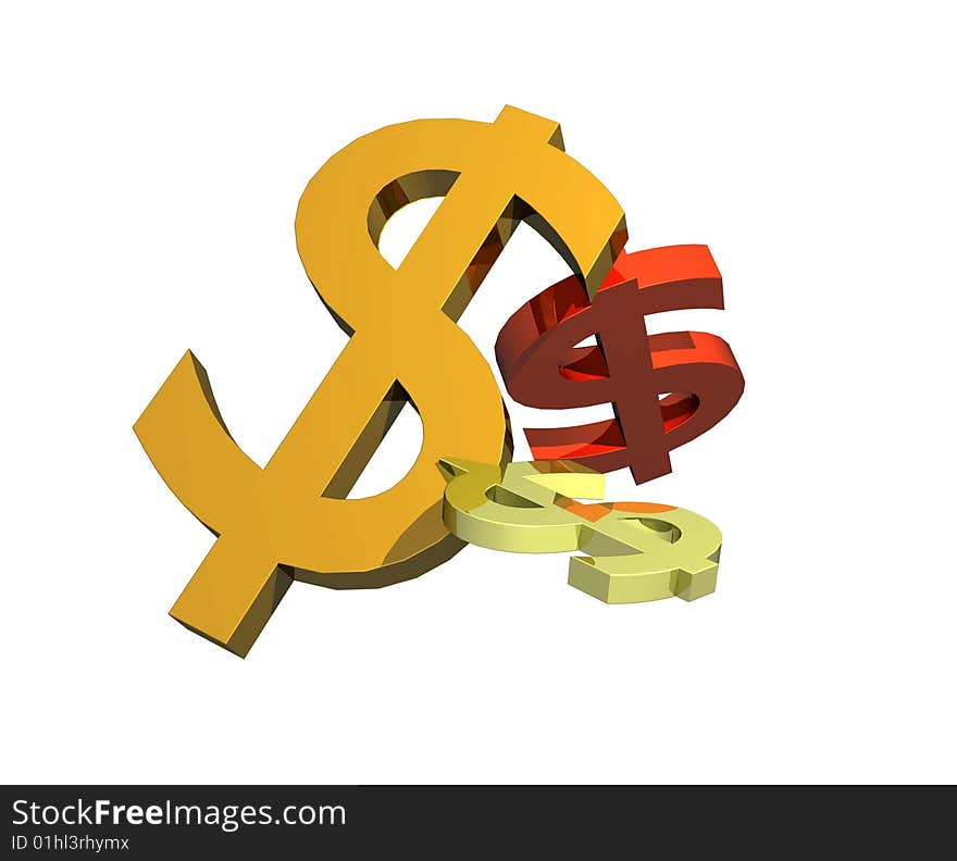 Illustration of symbol of dollar on white background. Illustration of symbol of dollar on white background