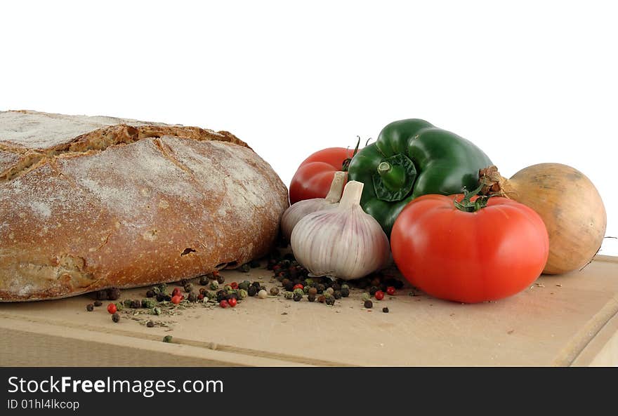 Some healthy food products presented on a wooden tablet ready to be prepared. Some healthy food products presented on a wooden tablet ready to be prepared