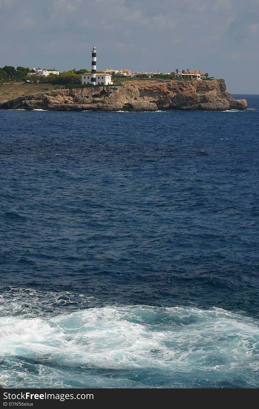 Light house on a cliff in the east of Majorca in Spain