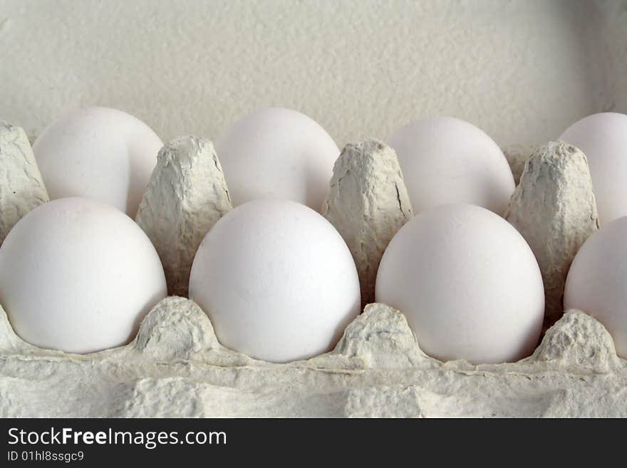 White eggs in carton box