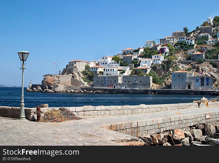 Coastline in Greece (pier for tourist ships). Coastline in Greece (pier for tourist ships)