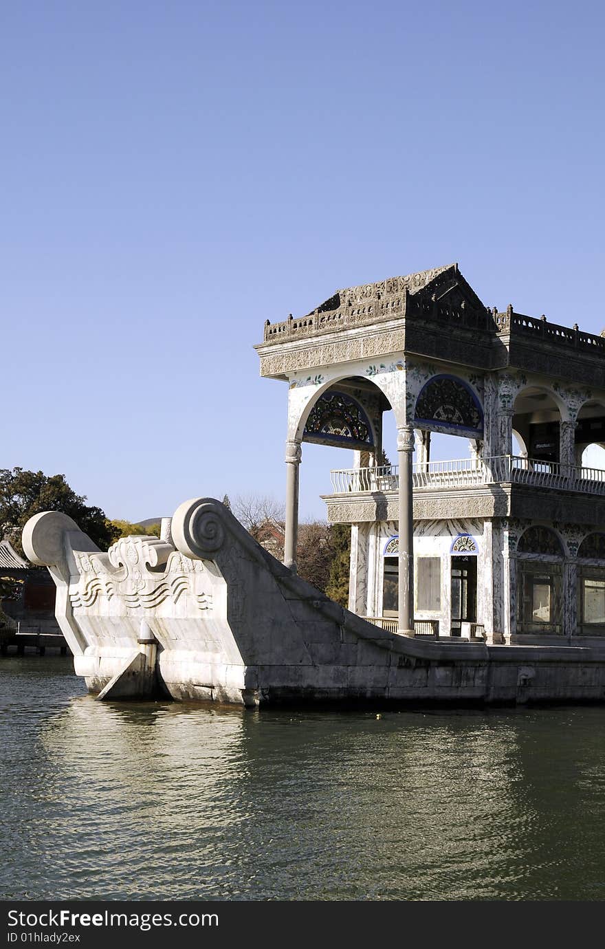 Chinese park with traditional boat, boat with traditional style. Chinese park with traditional boat, boat with traditional style