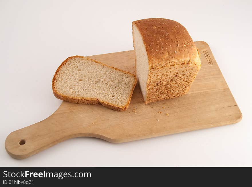 Slicing bread isolated on white