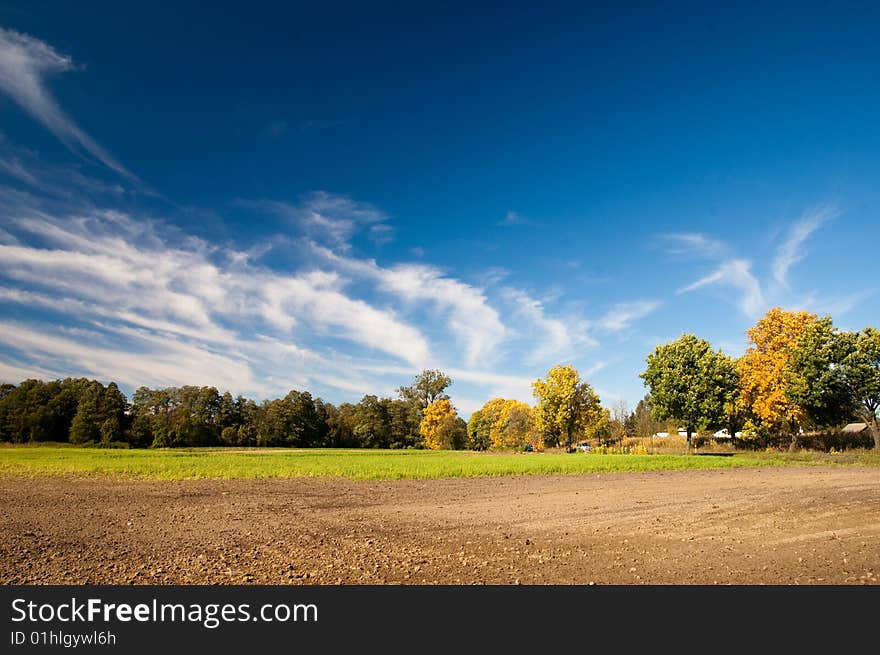 Autumn scenery in the poland country