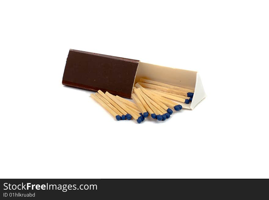 Matchbox with matches isolated on white.