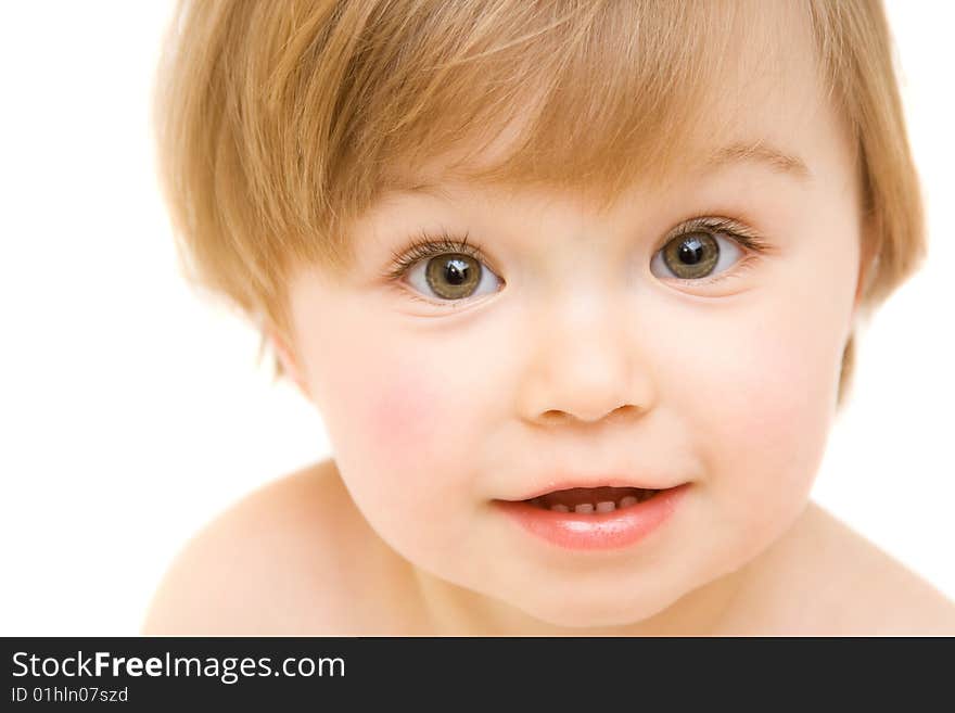 Sweet toddler baby girl isolated. Sweet toddler baby girl isolated