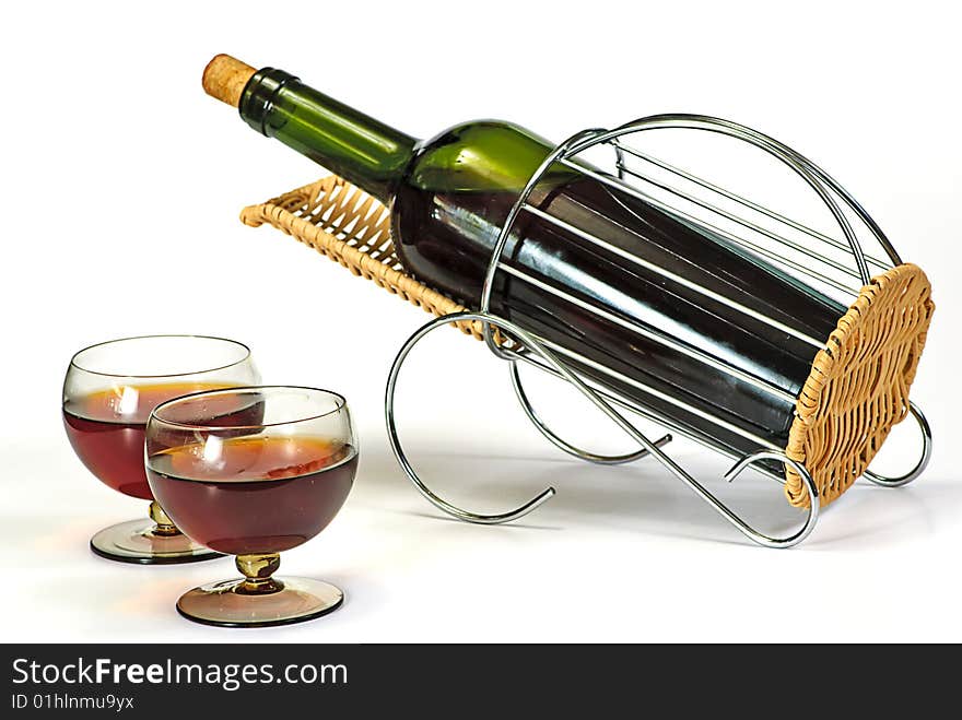 Wine bottle in basket