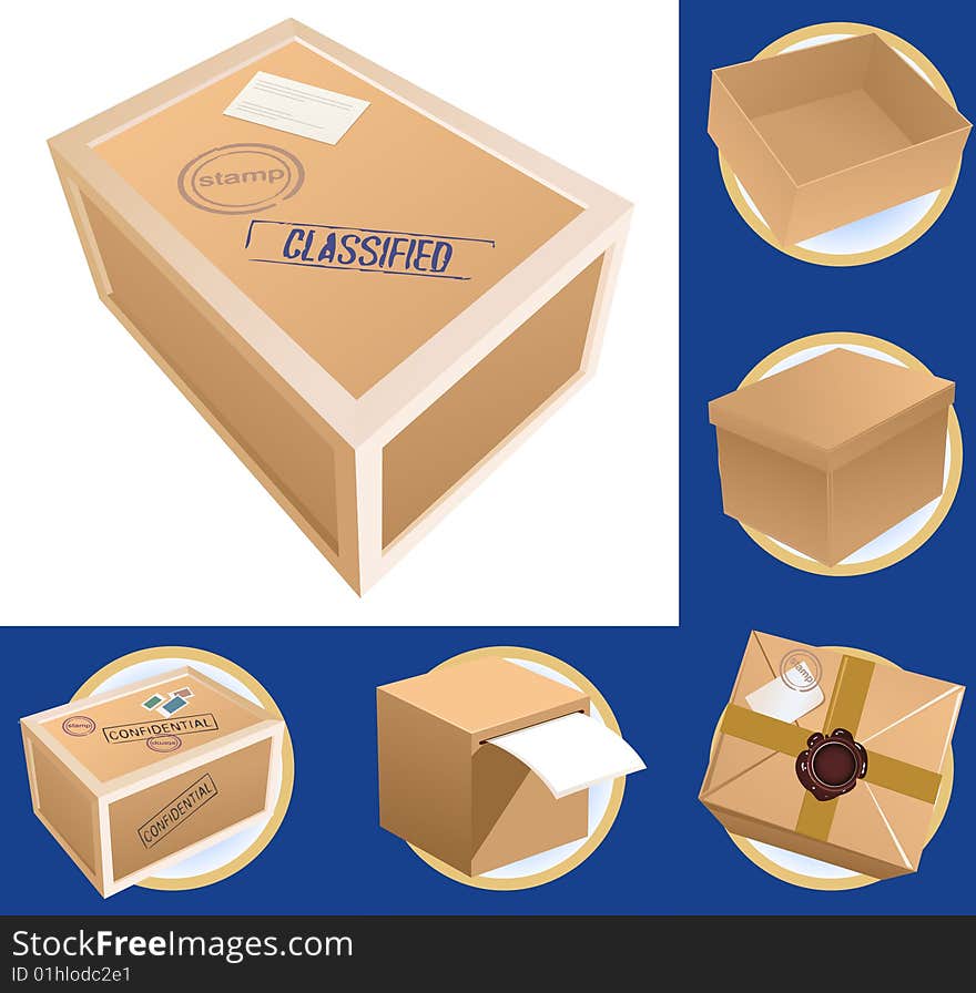 Parcel set, vector illustration, AI file included