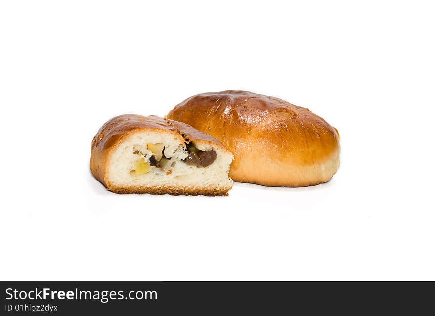 Half and whole patty isolated on a white background