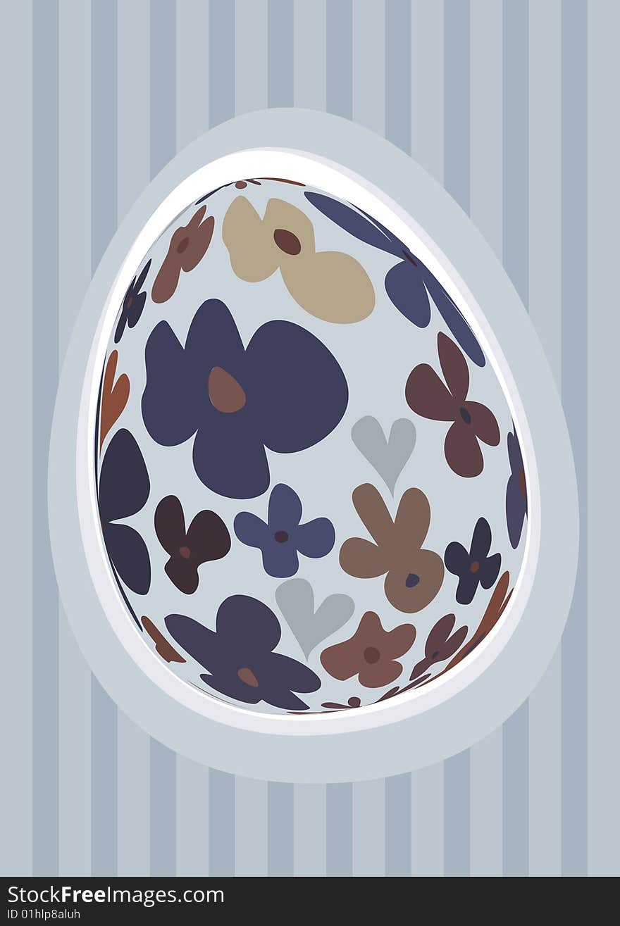 Blue floral easter egg